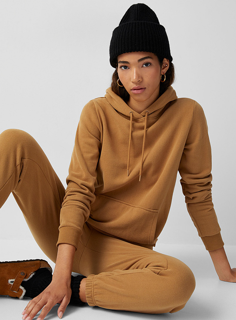 Twik Medium Brown Fleece-lined hoodie for women