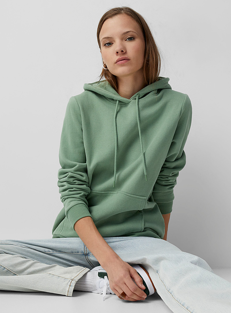 Twik Green Fleece-lined hoodie for women