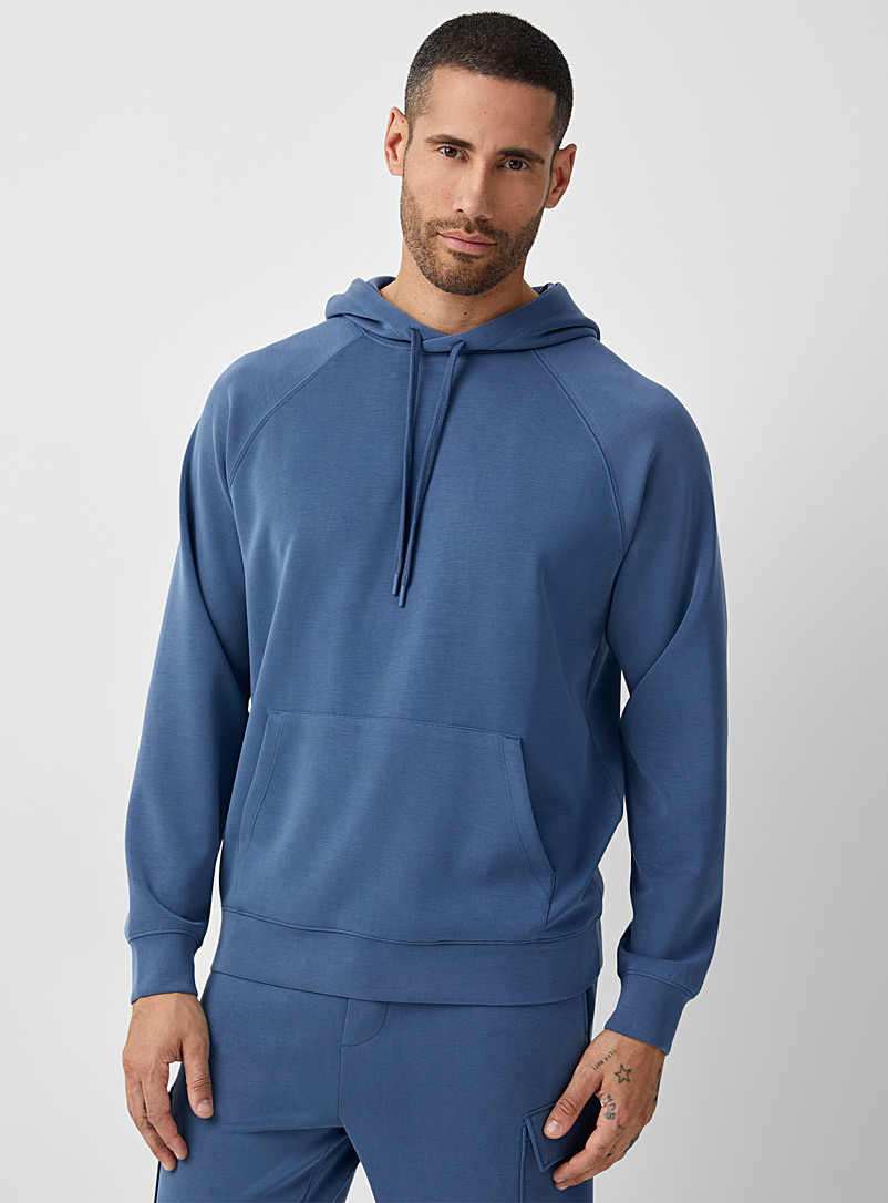 Le 31 Slate Blue Peachskin lounge hoodie for men