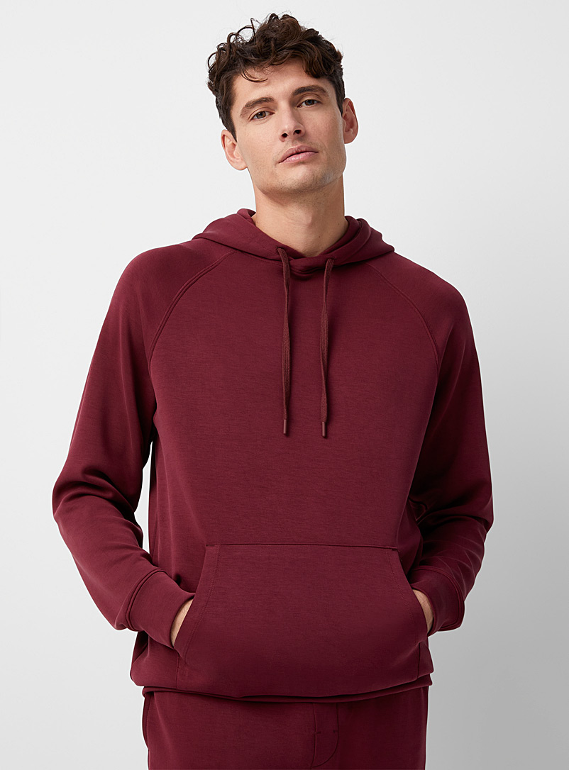 Le 31 Ruby Red Peachskin lounge hoodie for men