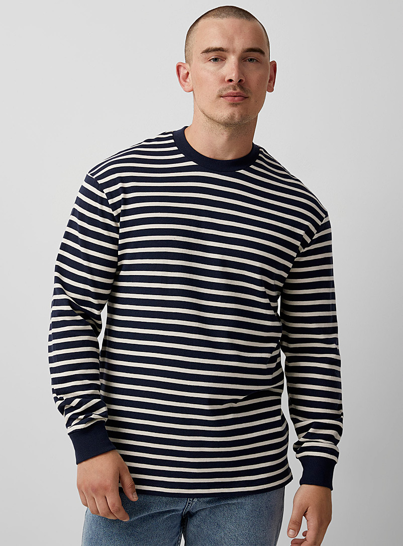 Le 31 Marine Blue Twin-stripe T-shirt for men