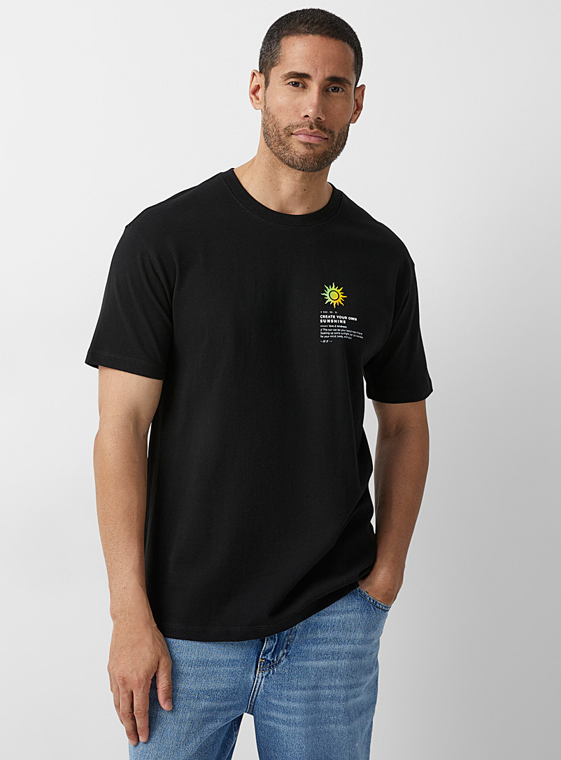 Le 31 Black Well-being print T-shirt for men