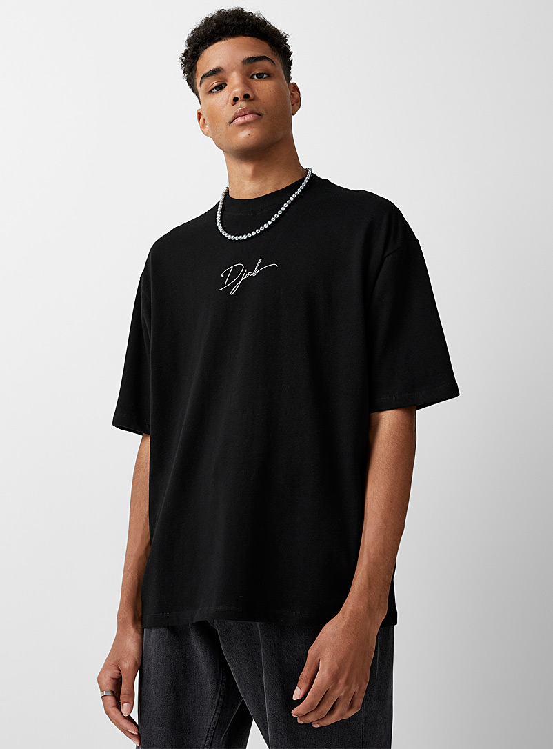 Djab: Le t-shirt ample logo cursif DJAB 101 Noir pour homme
