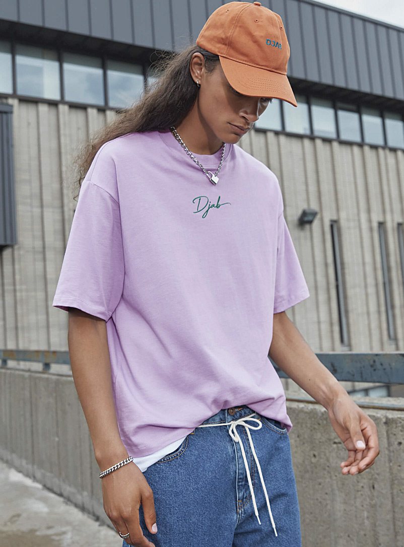 Djab: Le t-shirt ample logo cursif DJAB 101 Violet pour homme