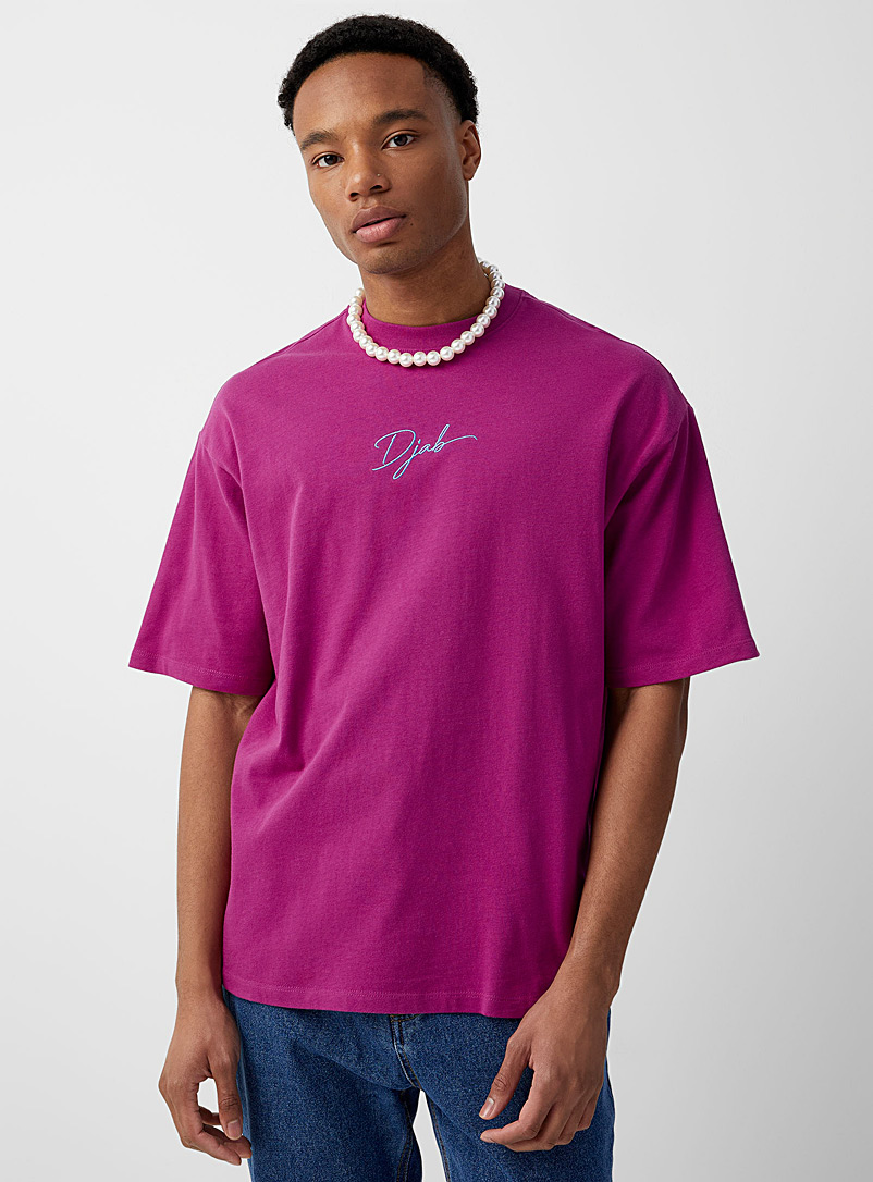 Djab: Le t-shirt ample logo cursif DJAB 101 Rose pour homme