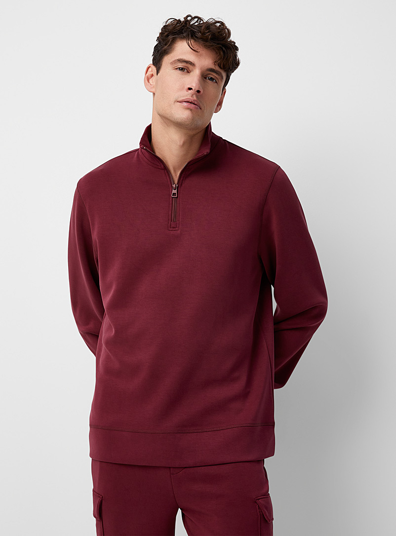 Le 31 Ruby Red Peachskin half-zip lounge sweatshirt for men
