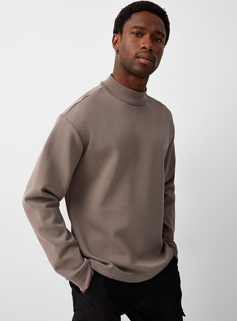 Le 31 Light Brown Thick jersey mock-neck T-shirt for men
