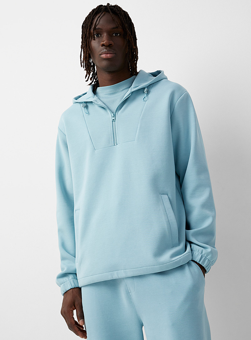 Le 31 Baby Blue Modern structured jersey hoodie for men