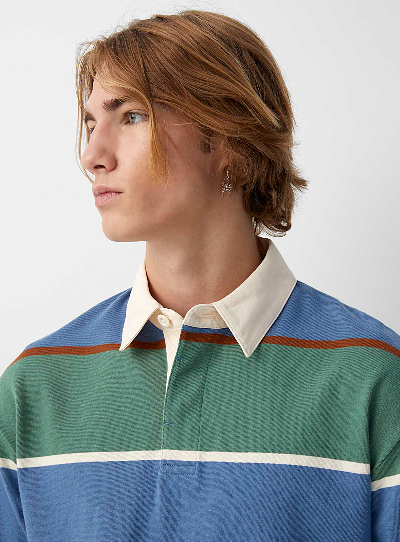 Le 31 Green Club-stripe rugby polo for men