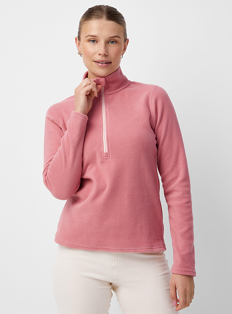 I.FIV5 Dusky Pink Recycled fibre polar fleece half-zip top for women