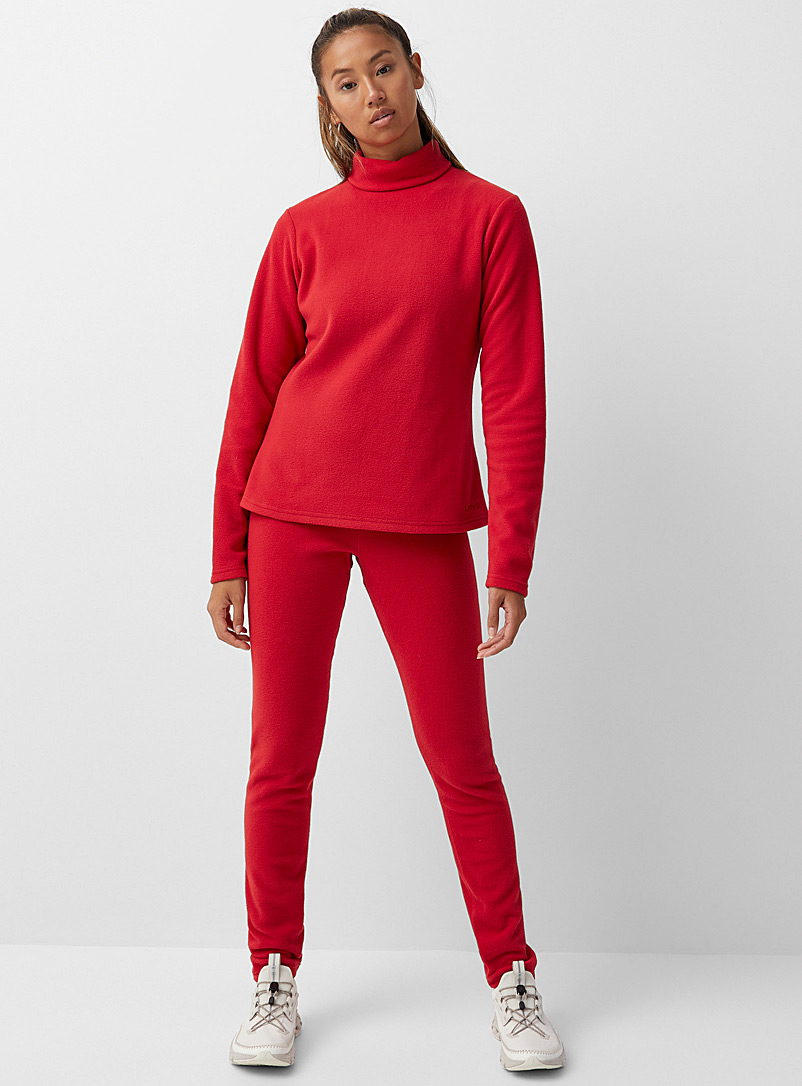 I.FIV5: Le legging polaire taille haute fibres recyclées Rouge vif-écarlate pour femme