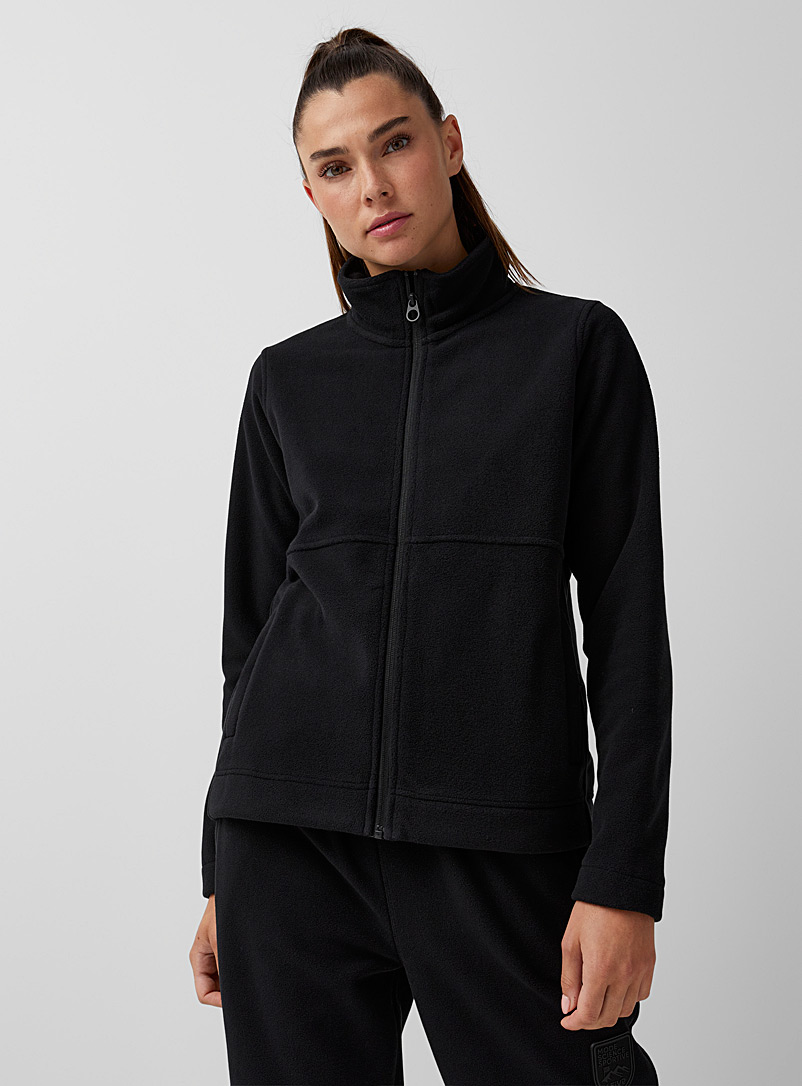 I.FIV5 Black Recycled fibre zip-up polar fleece sweatshirt for women