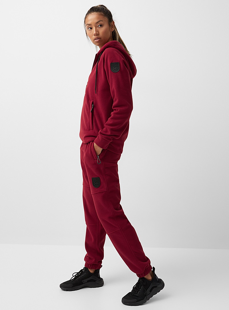 I.FIV5 Ruby Red Articulated recycled fibre polar fleece jogger for women