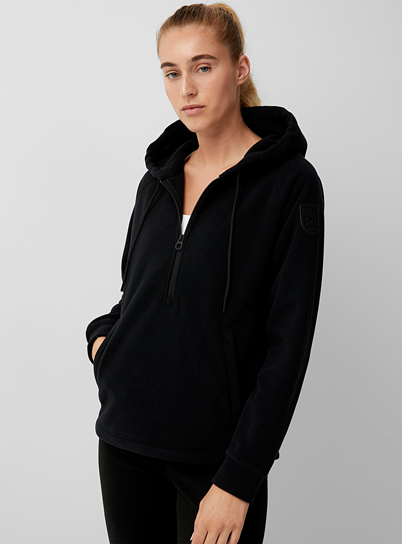 I.FIV5 Black Recycled fibre polar fleece hoodie for women