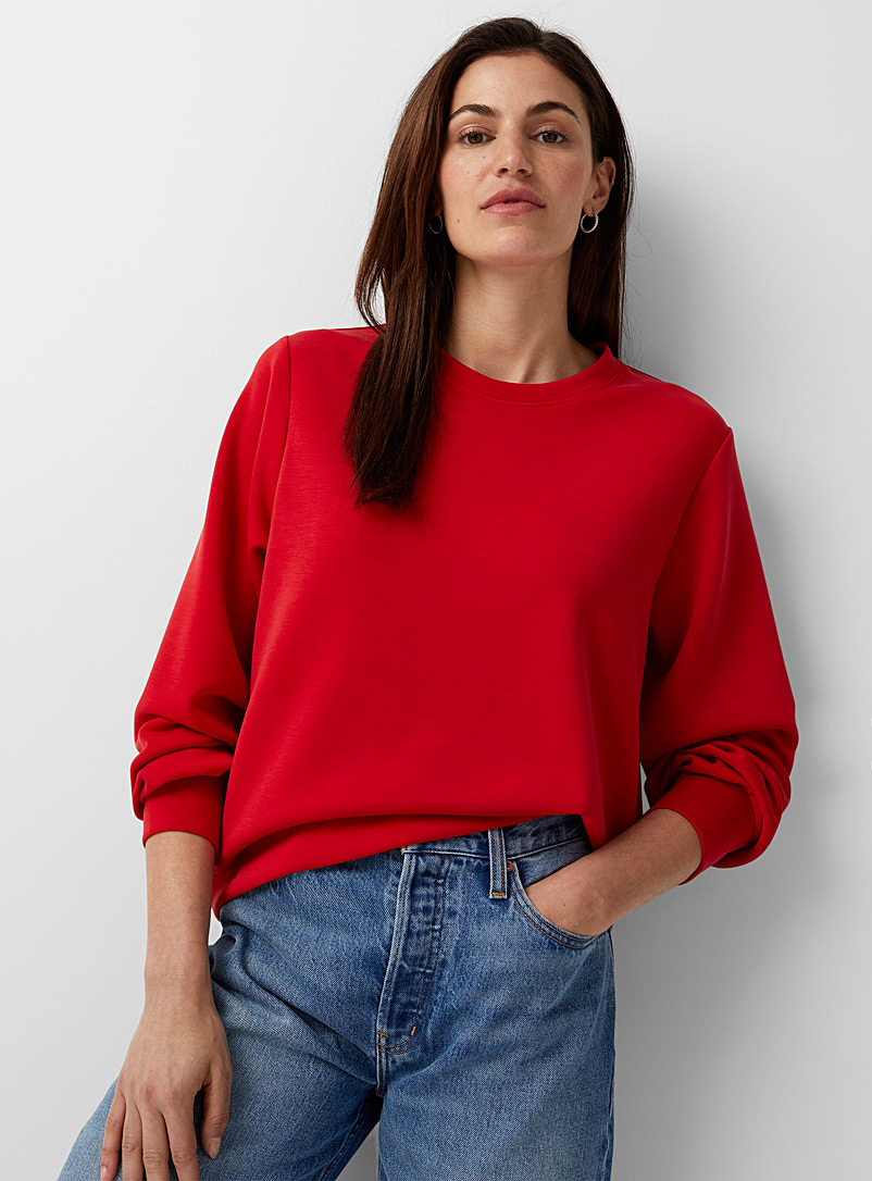 Contemporaine Red Peachskin crew-neck sweatshirt for women
