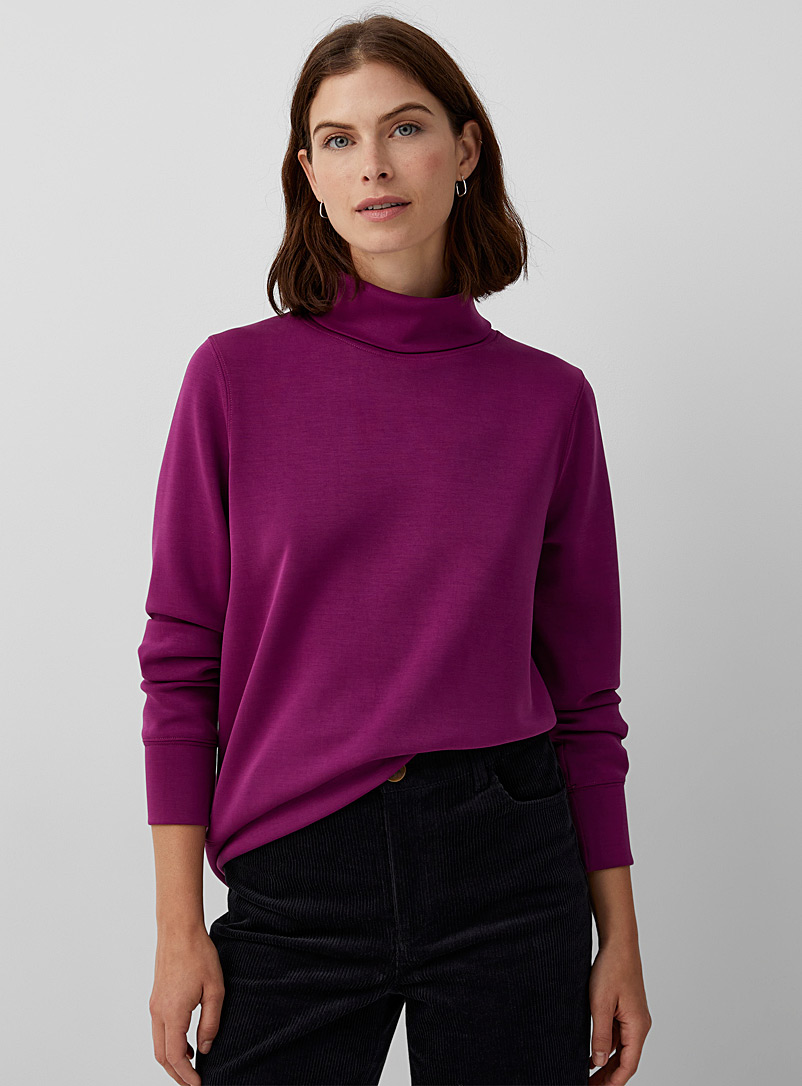 Contemporaine Mauve Peachskin mock-neck sweatshirt for women