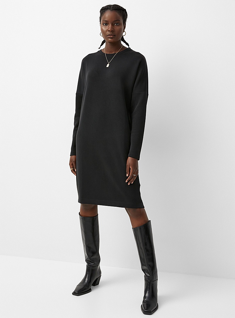 Contemporaine Black Peachskin sweatshirt dress for women