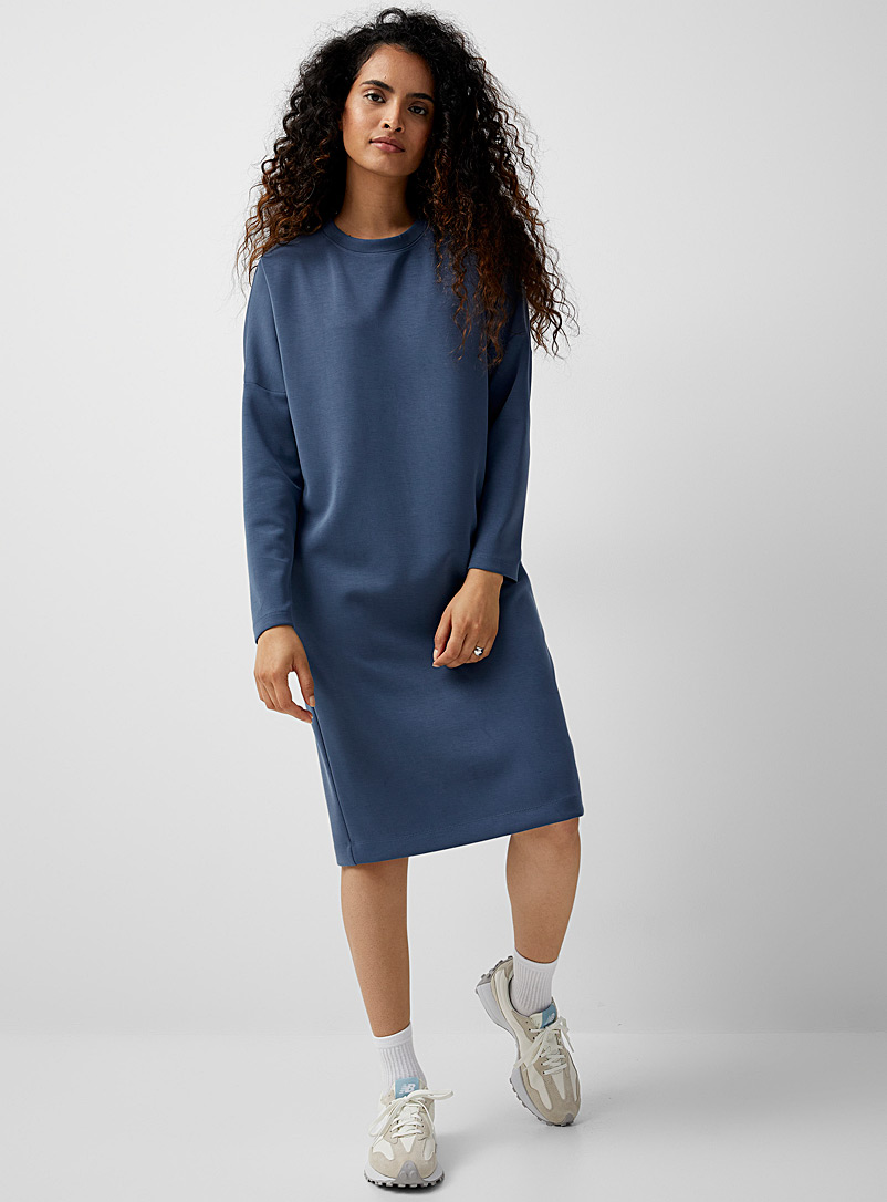 Contemporaine Blue Peachskin sweatshirt dress for women