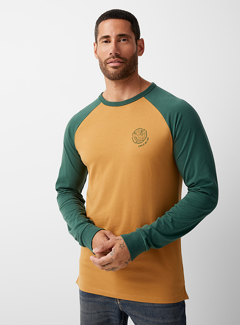 Le 31: Le t-shirt raglan imprimé Vert pour homme