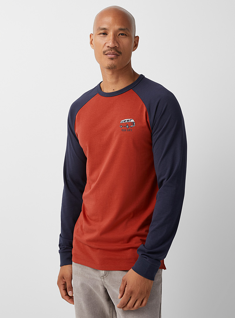 Le 31 Marine Blue Printed raglan T-shirt for men