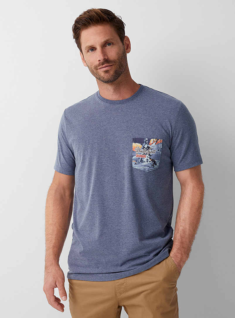Le 31 Slate Blue Winter pocket T-shirt for men