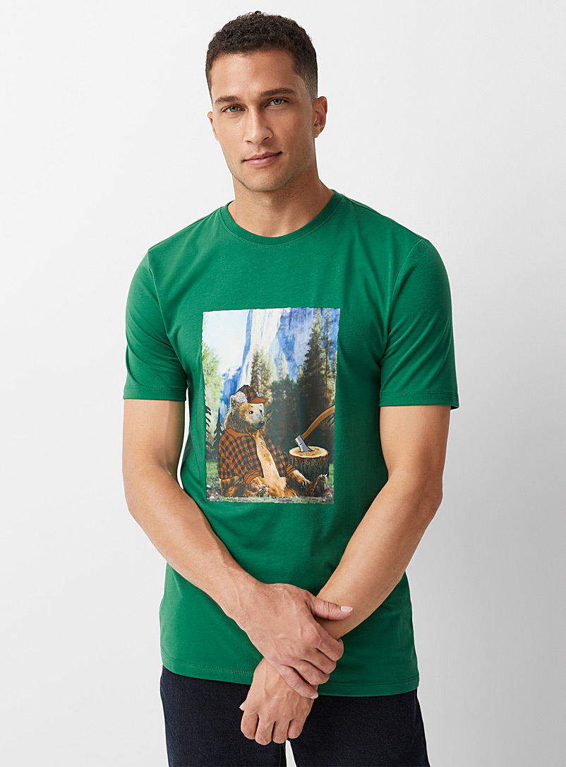 Le 31 Green Festive animal T-shirt for men