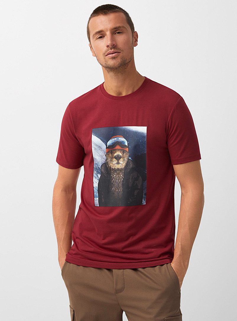 Le 31 Ruby Red Festive animal T-shirt for men