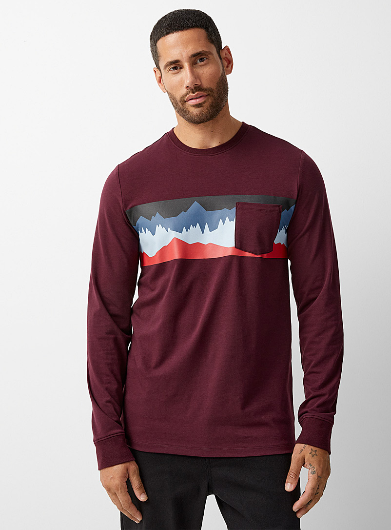 Le 31 Ruby Red Mountain block T-shirt for men