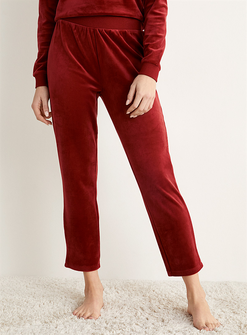 Miiyu x Twik: Le pantalon détente velours Rouge foncé-vin-rubis pour femme
