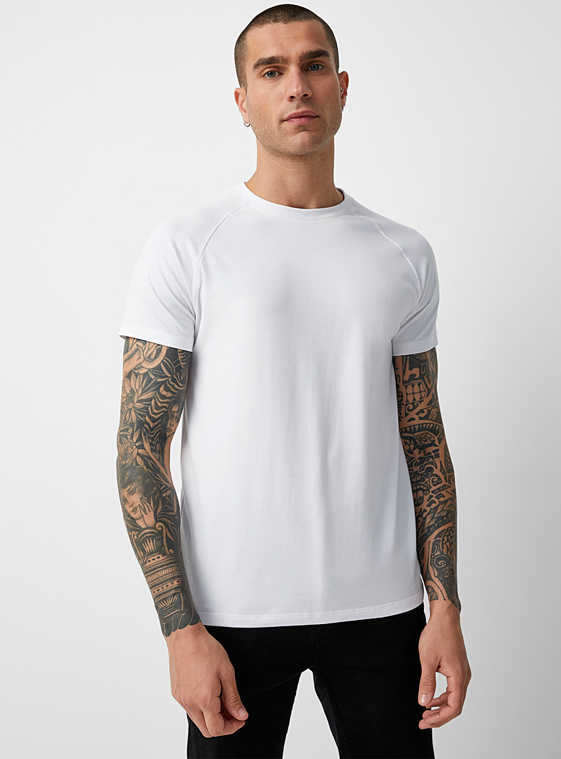 Le 31 White Raglan-sleeve fit T-shirt Muscle fit for men