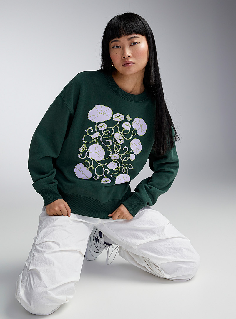 Twik x Paige Jung Mossy Green Good luck plant sweatshirt <b>Year of the Dragon Collection</b> for women