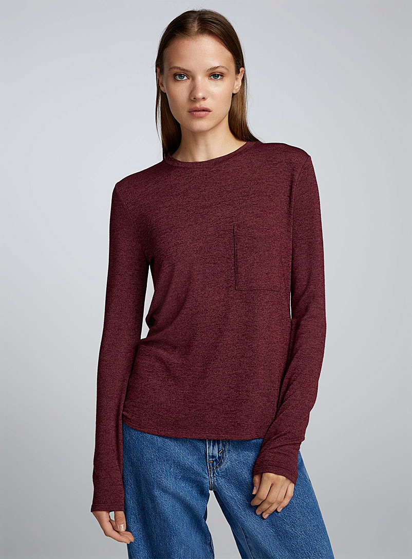 Twik Red Pocket heathered tee for women