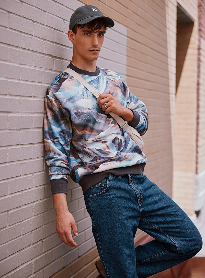 Le 31 Patterned grey Abstract mineral-print sweatshirt for men