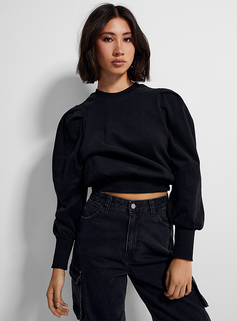 Icône Black Ultra-puff-sleeve sweatshirt for women