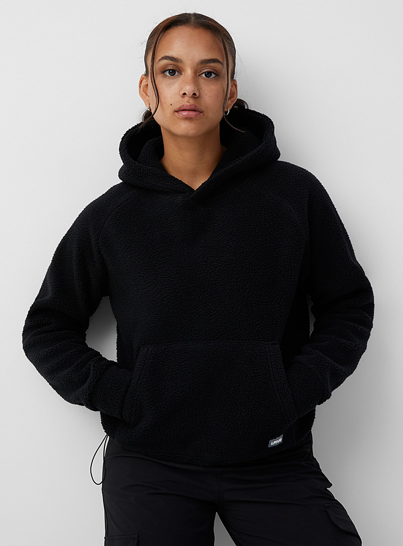 I.FIV5 Black Soft sherpa hoodie for women