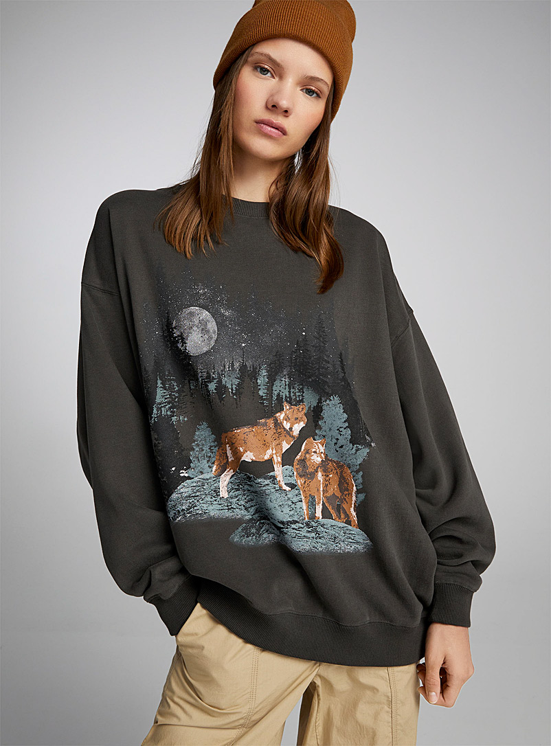 Twik Charcoal Pop culture loose sweatshirt for women