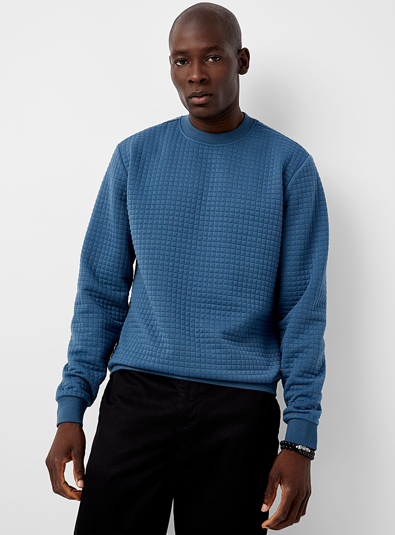 Le 31 Slate Blue Embossed geo sweatshirt for men