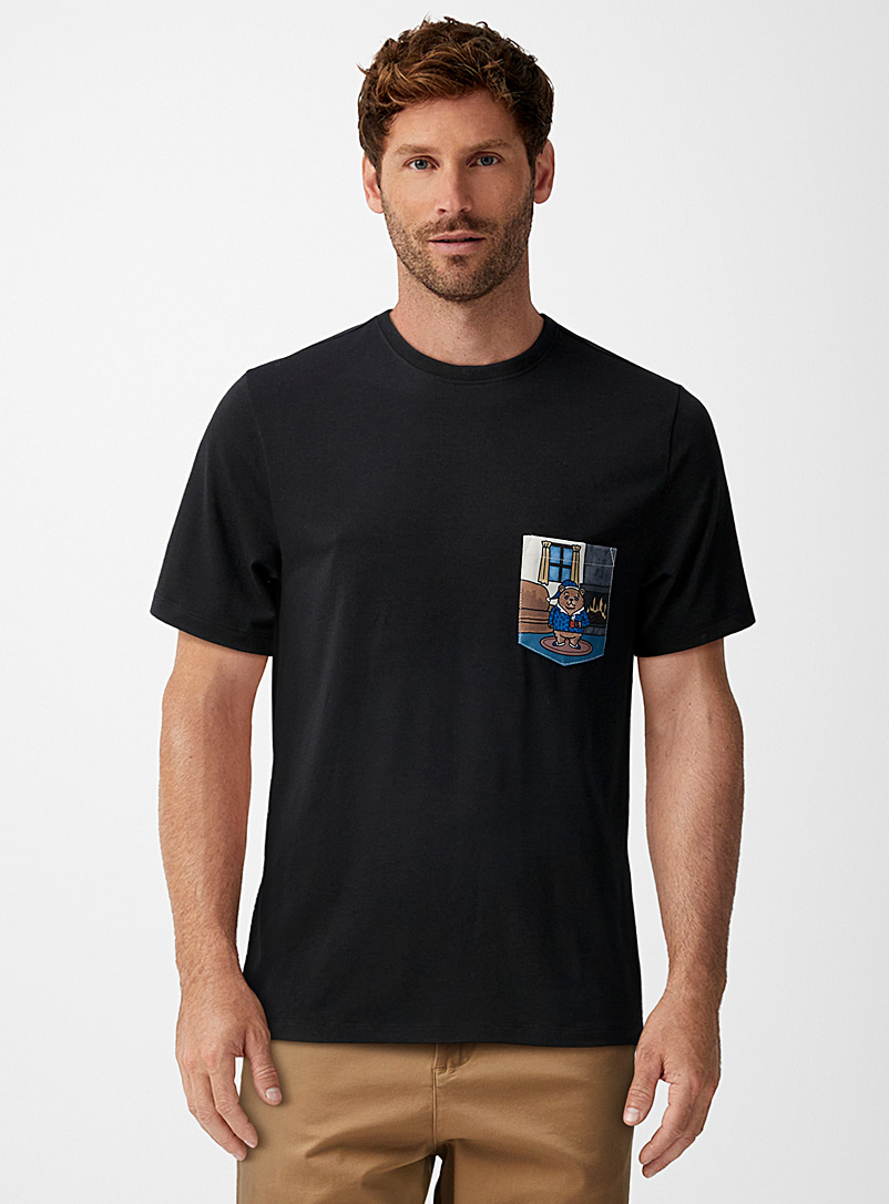 Le 31 Black Festive pocket T-shirt for men