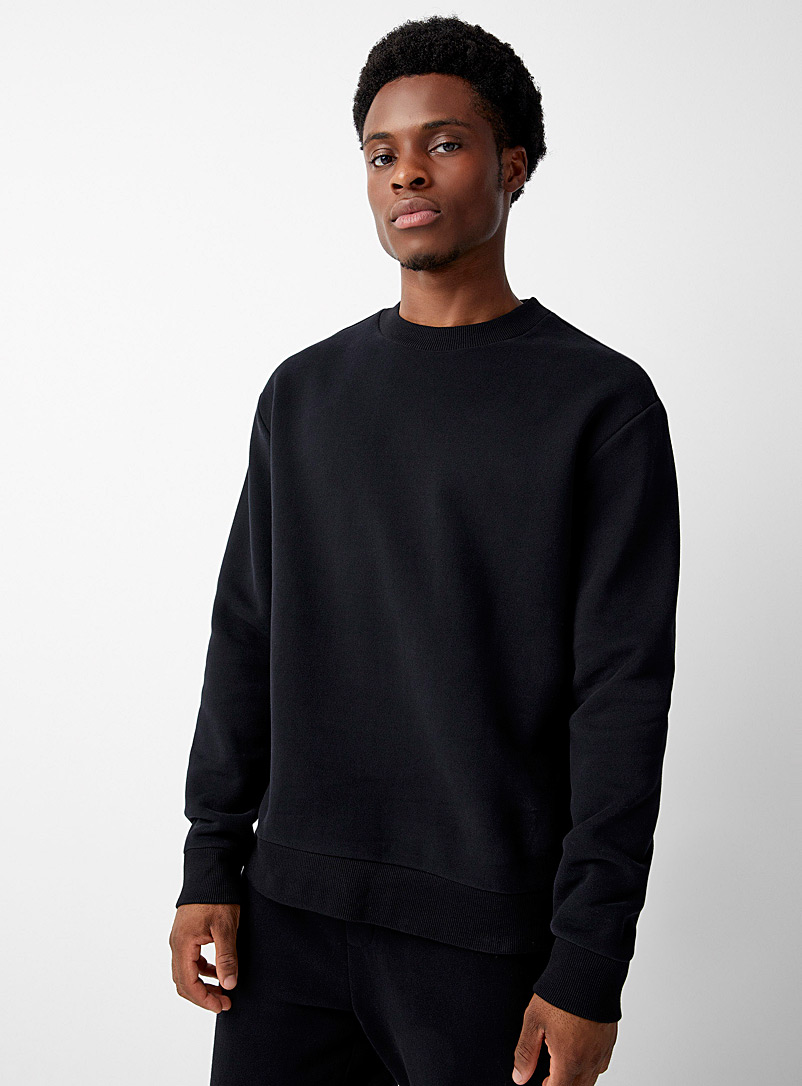 I.FIV5 Black Loose heavy fleece crewneck sweatshirt for men