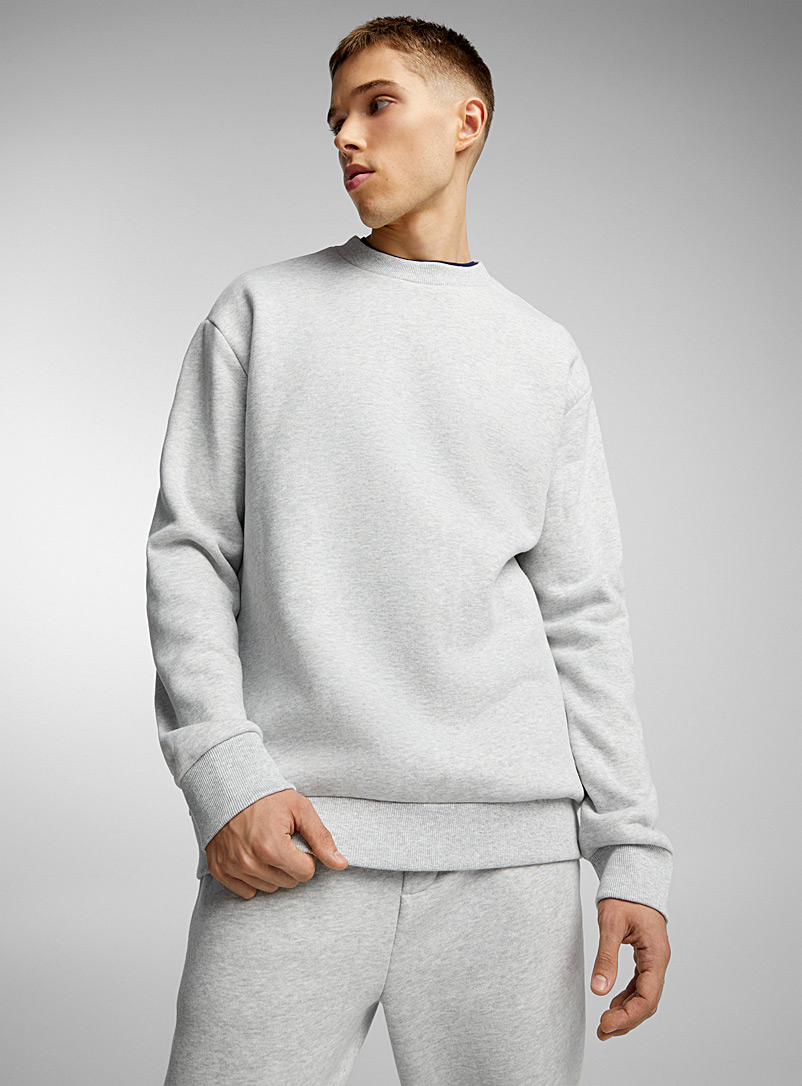 I.FIV5 Grey Loose heavy fleece crewneck sweatshirt for men