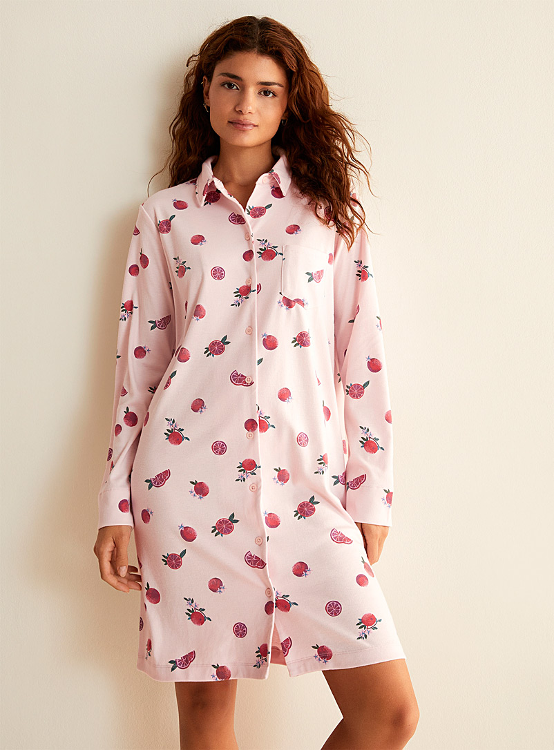 Miiyu Rose Beige Soft pattern nightshirt for women