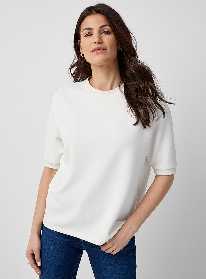 Contemporaine Off White Elbow-length-sleeve peachskin sweatshirt for women