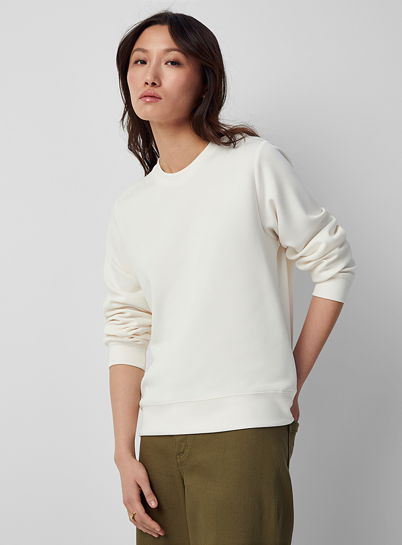 Contemporaine Ivory White Peachskin crew-neck sweatshirt for women