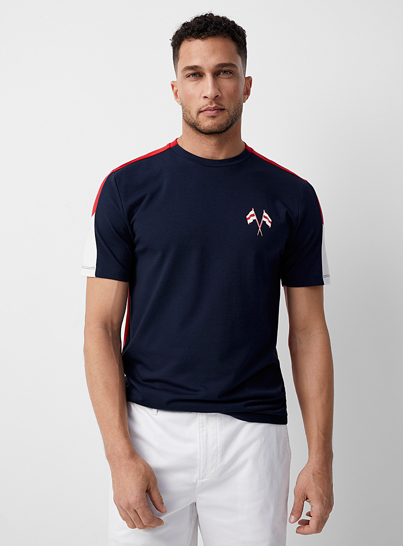 Le 31: Le t-shirt de course blocs couleurs Coupe standard Marine pour homme