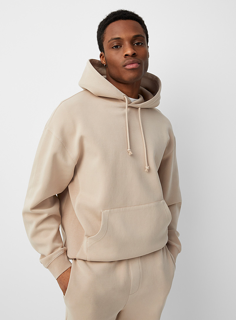 Le 31 Light Brown Structured jersey hoodie for men