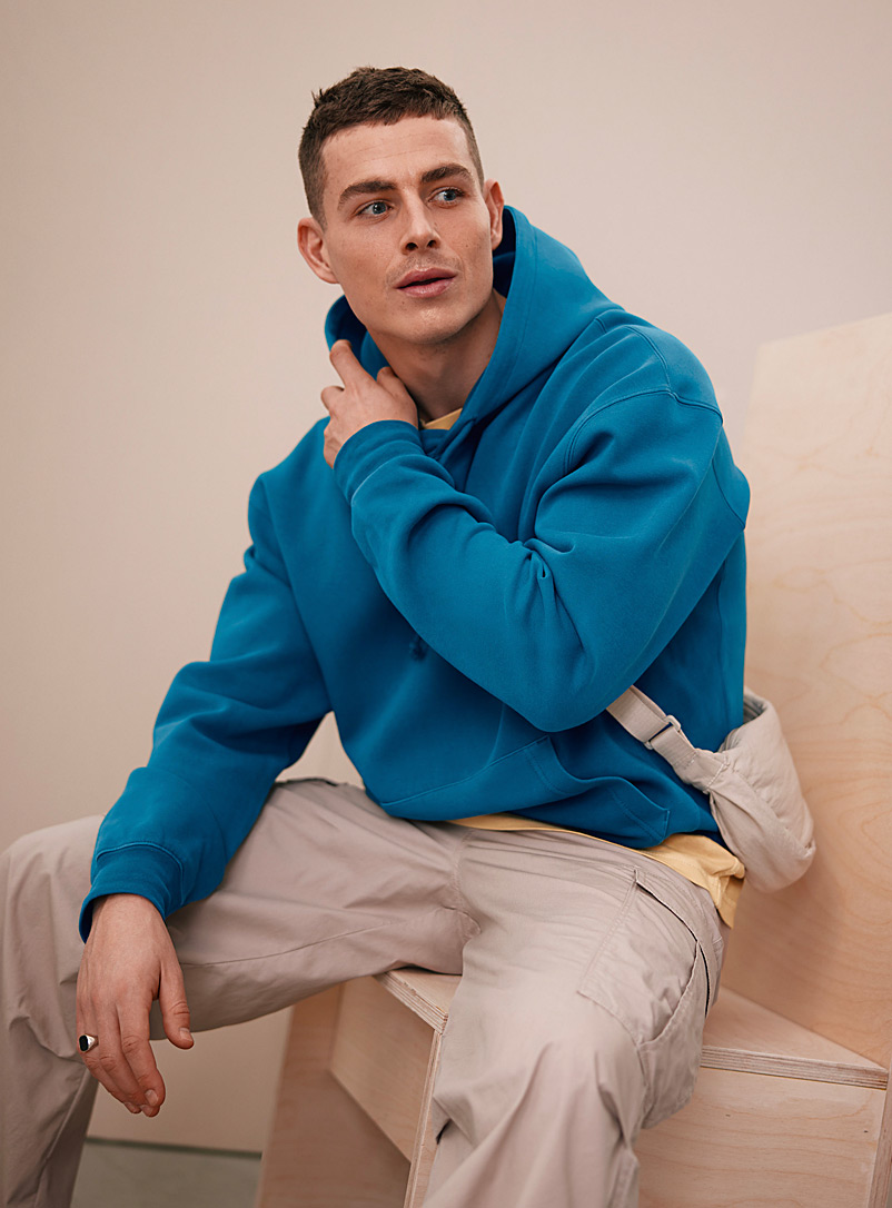 Le 31 Slate Blue Structured jersey hoodie for men