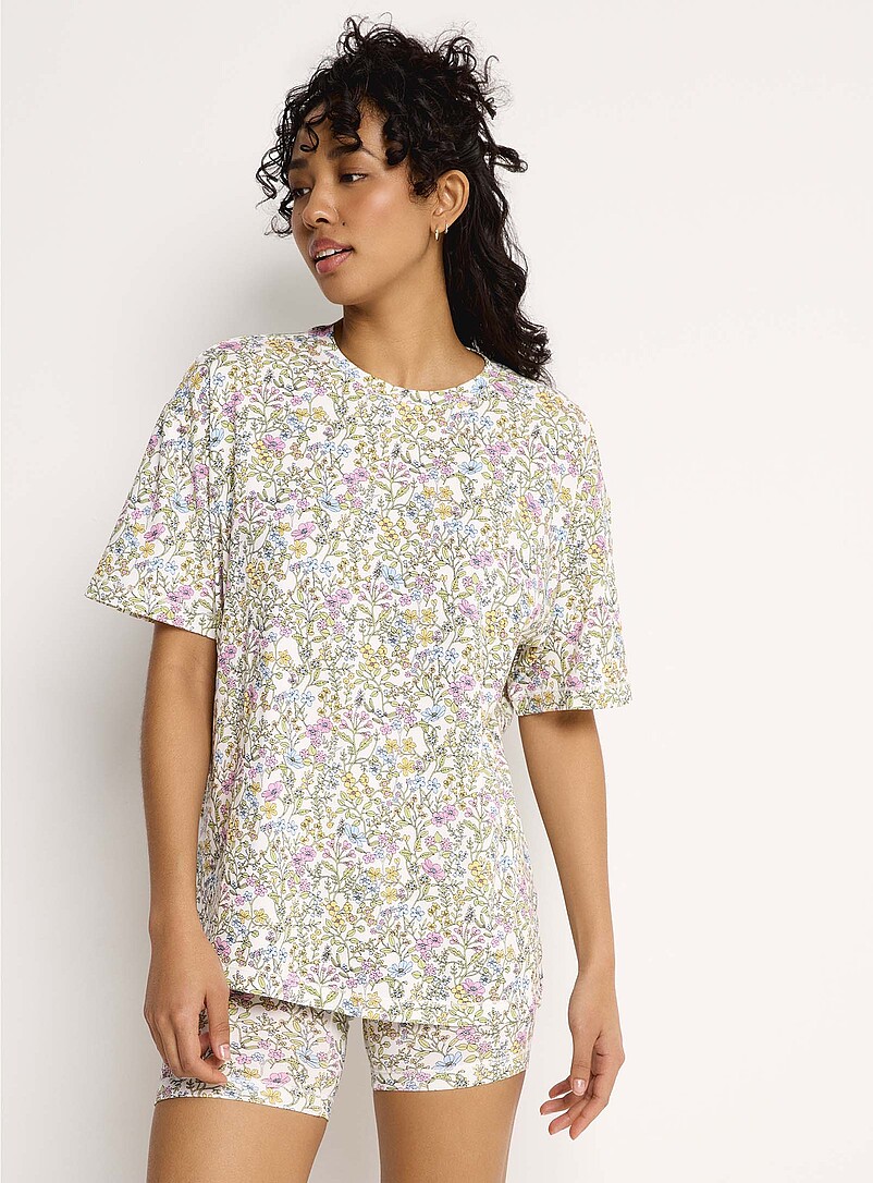Miiyu x Twik: Le t-shirt ample ultraconfortable Blanc &agrave; motifs pour femme