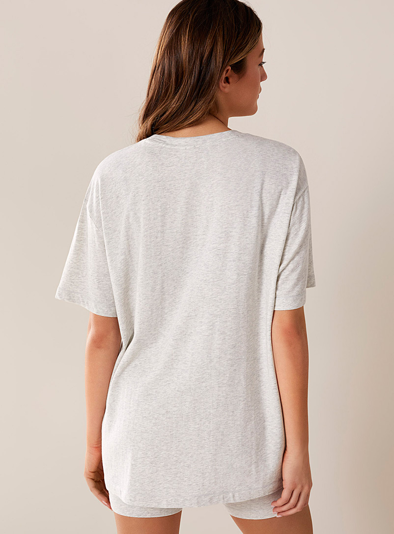 Miiyu x Twik Patterned White Ultra-comfortable loose T-shirt for women