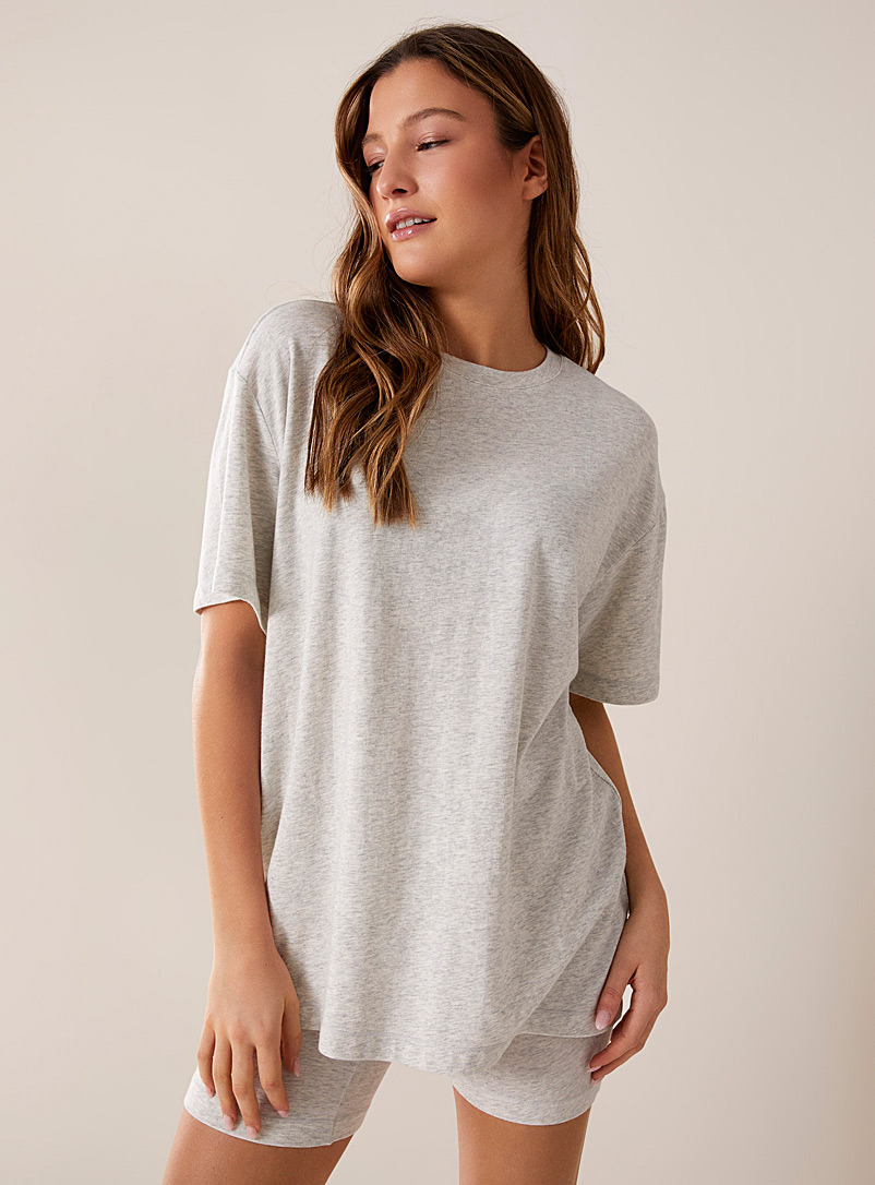Miiyu x Twik Patterned White Ultra-comfortable loose T-shirt for women