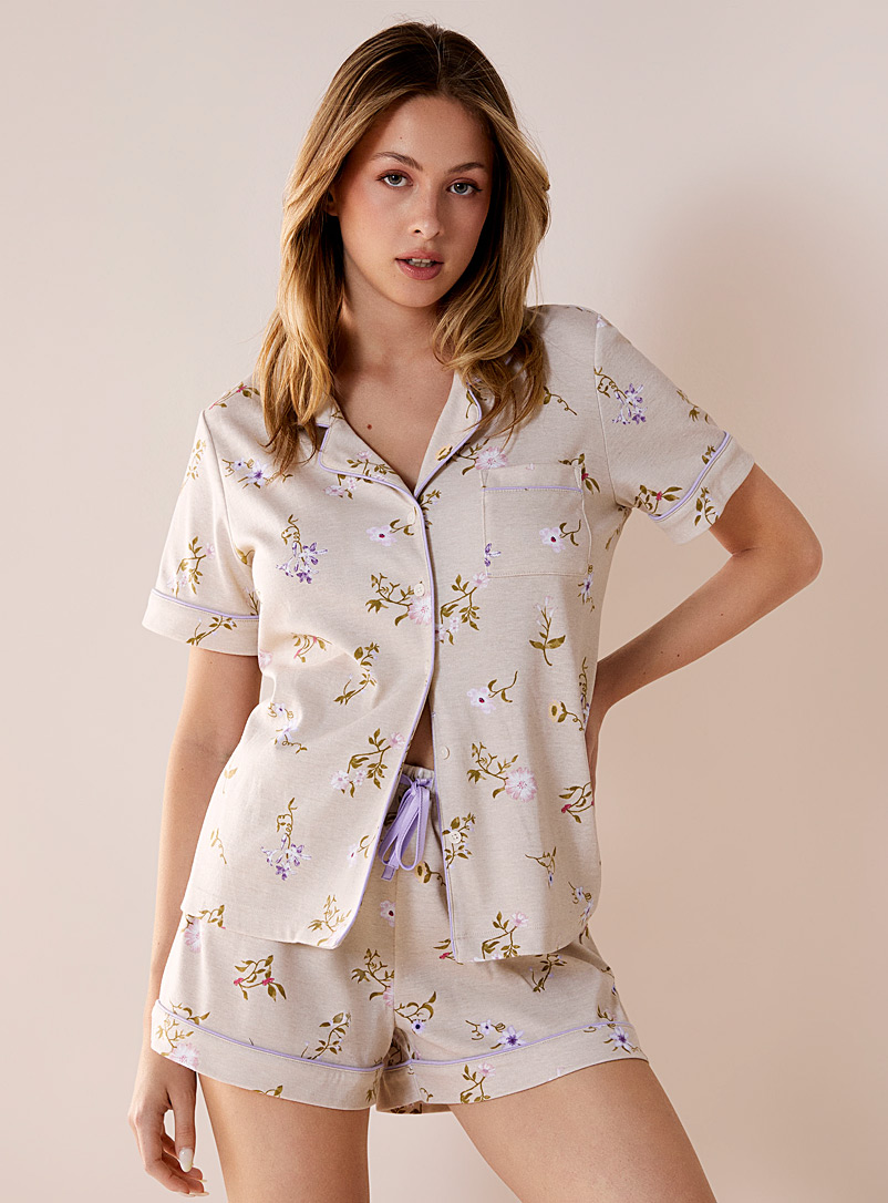 Miiyu Assorted beige Botanical organic cotton pyjama set for women